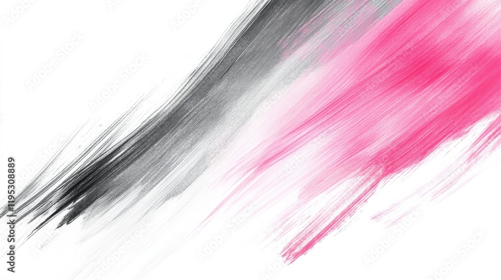 Poster Abstract gradient of pencil strokes transitioning from gray to vibrant pink on a white background creates dynamic artistic expression