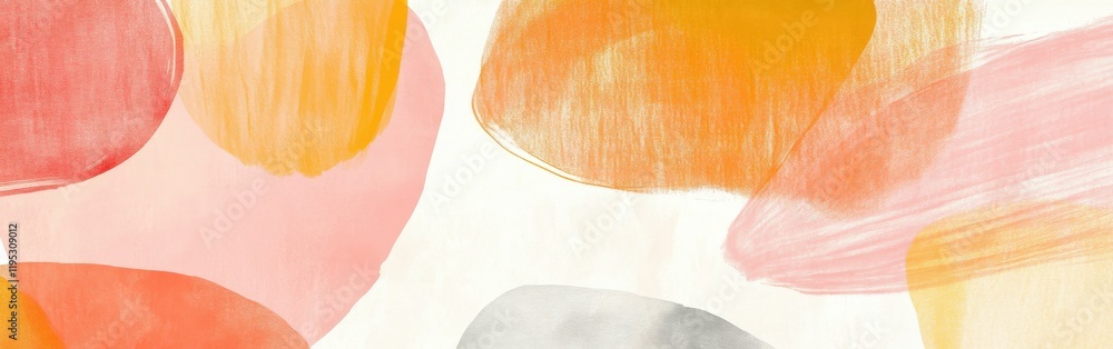 Poster elegant abstract design of coral pencil strokes in warm hues on a light background conveying creativ