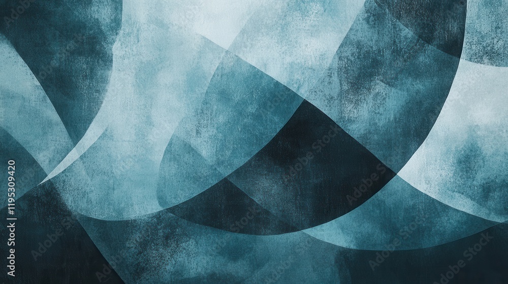 Aufkleber Abstract pattern featuring a monochrome teal palette with fluid shapes creating a striking visual effect
