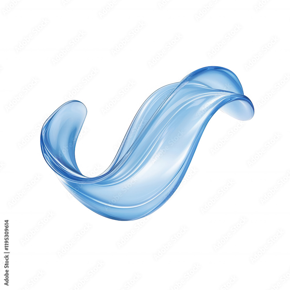 Poster elegantly flowing blue abstract wave representing purity and fluidity., isolated on a transparent ba
