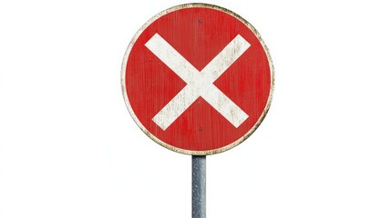 Vintage Red No Entry Sign: A Weathered Symbol of Prohibition