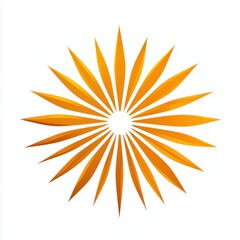 Radiant orange sunburst illustration with sharp, elongated rays radiating outward on a white background