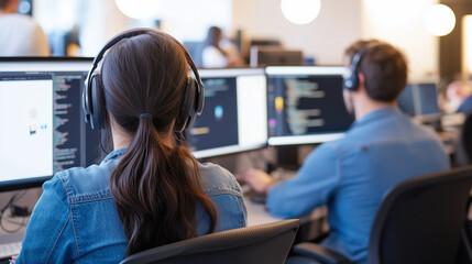 Collaborative Workspace with Creative Professionals and Tech Setup