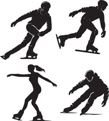 Skating Silhouette Vector Illustration Set - Skater Design Collection