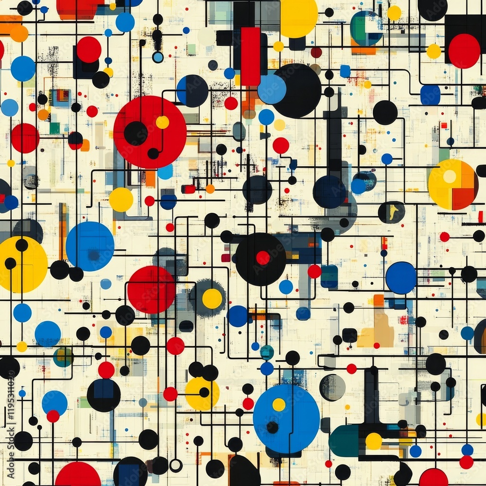 Aufkleber abstract geometric composition with interconnected circles and lines