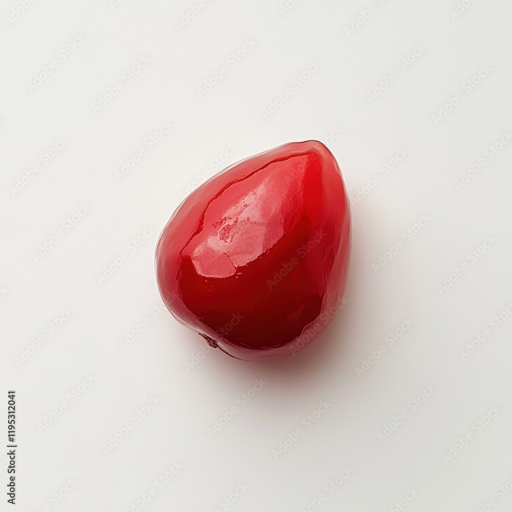 Poster single glossy pomegranate seed showcasing vibrant red color and smooth texture under soft lighting