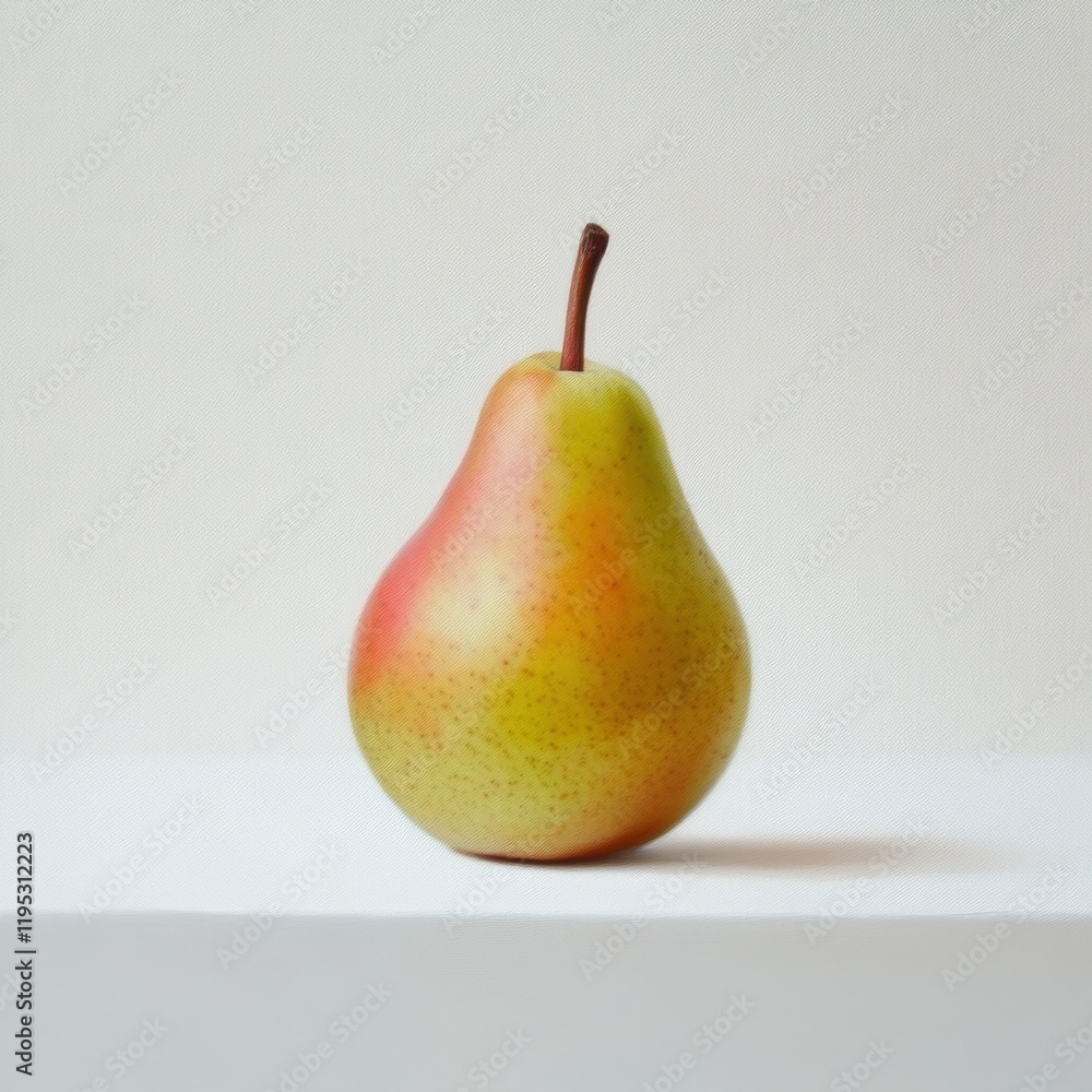 Poster Fresh pear with smooth yellow-green skin displayed on a minimalistic surface