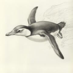 Penguin gracefully sliding over icy surface in a natural winter habitat