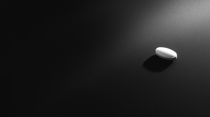 Minimalist Photo of a Single Small White Pill on a Black Surface