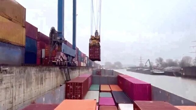 container cargo freight ship loading and unloading of containers