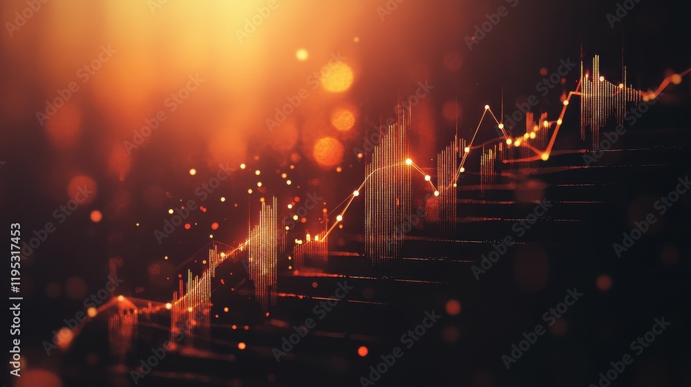 Poster investment growth metrics showcasing an upward trend with dynamic background effects