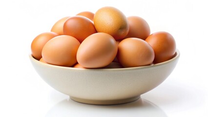 Bowl with eggs isolated on a white background
