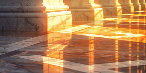 Marble Floor and Column Bases in Sunlight