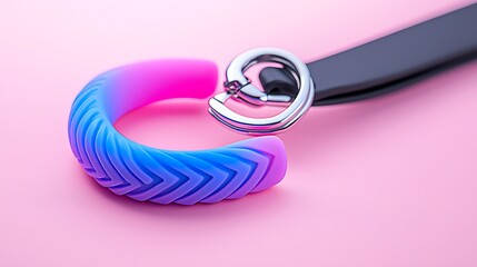 Fototapeta premium Close-up of a Colorful Geometric Bracelet with a Gradient Chevron Pattern