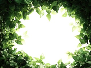 Leafy green frame with a white background. The frame is open and the leaves are spread out