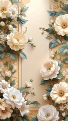 Soft cream floral border in cream floral border background
