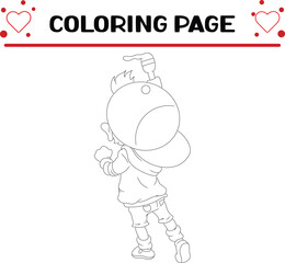 boy is painting wall coloring page for kids