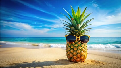 Sunny Pineapple Beach Day: Cool Sunglasses, Ocean Fun, Tropical Paradise