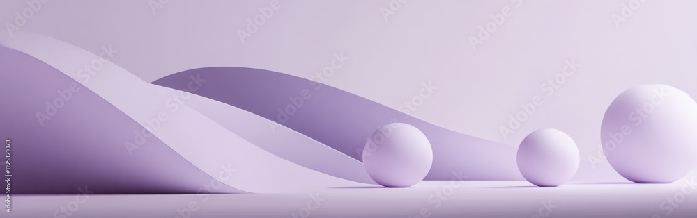 Poster smooth gradient background with soft curves and spheres in a serene purple landscape