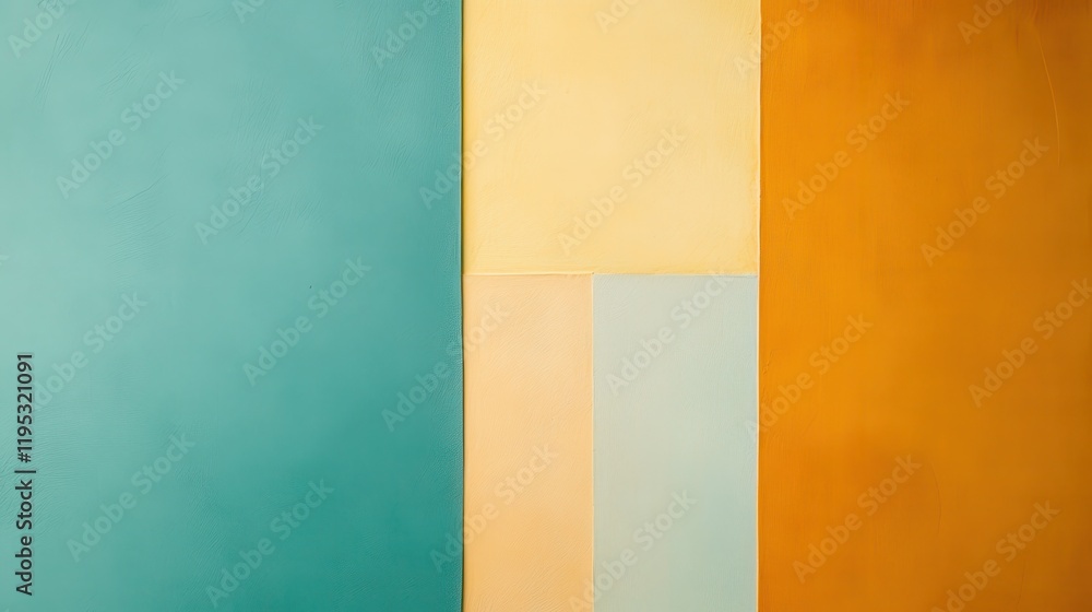 Poster Soft amber and teal contrasts create a harmonious, modern abstract design with gentle color transitions