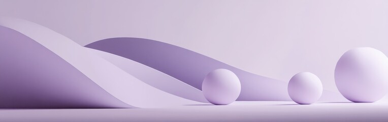 Smooth gradient background with soft curves and spheres in a serene purple landscape
