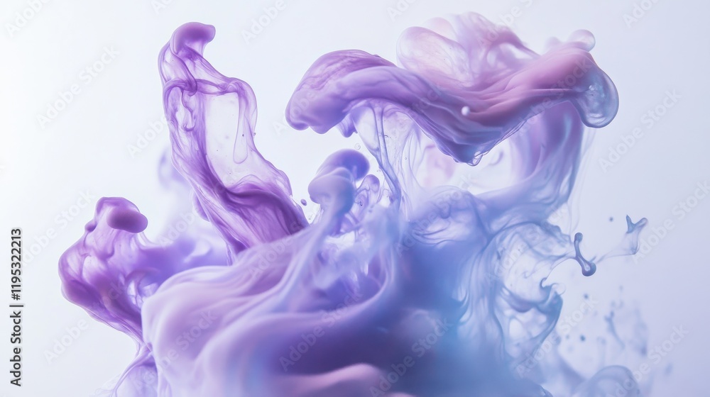 Poster lavender and blue blurred shapes create an ethereal visual experience with flowing textures and soft