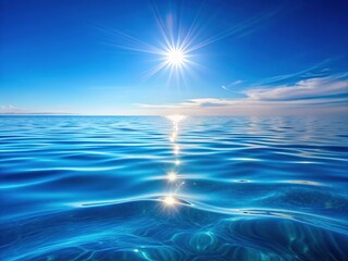 Fototapeta premium Serene Rippling Water, Sunlit Reflections, Blue Tones
