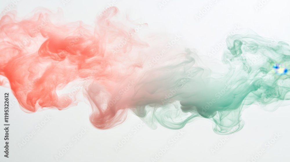 Poster muted mint and pink haze flowing softly in an abstract composition with subtle colors and gentle mov