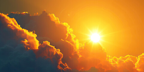 Fototapeta premium Sunset Sun and Cumulus Clouds