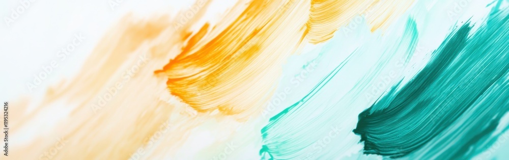 Poster Abstract texture created with soft pencil strokes on a white background displaying gentle hues of orange and teal in flowing patterns