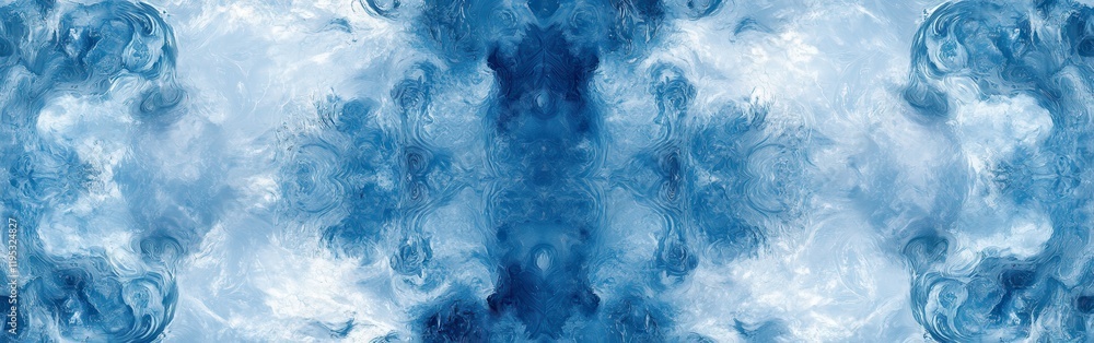 Poster Monochromatic blue abstract pattern with fluid designs and soft textures creating a serene visual experience