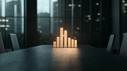 Illuminating the Path to Financial Growth - Futuristic Business Hub with Glowing Bar Graph Visualization | Photorealistic Conceptual Image