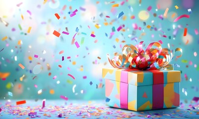 Colorful gift box with confetti. (1)