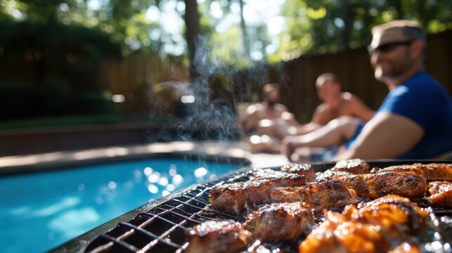 Summer barbecue by the pool creates a relaxed and joyful gathering