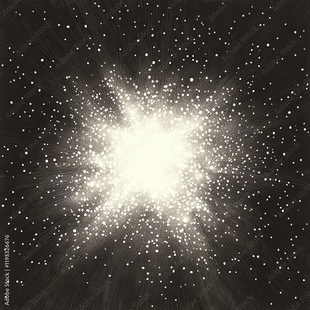 Poster star cluster shines brightly at the center, surrounded by countless distant stars in the universe's 