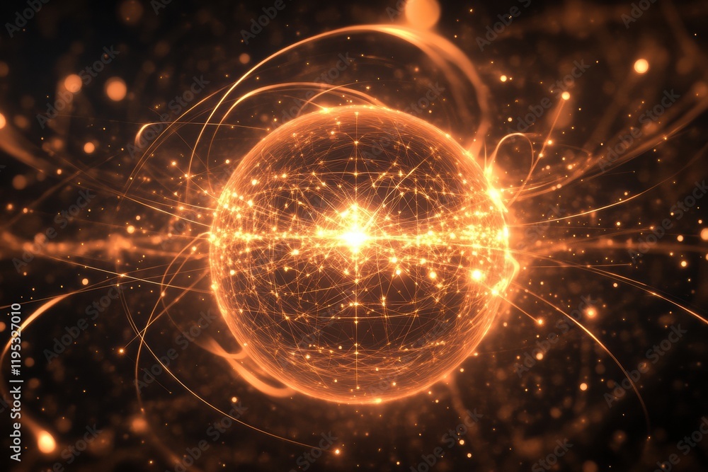 Leinwandbilder glowing digital globe radiating energy with flowing lines and points representing data connections a
