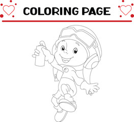 graffiti boy are holding paint spray coloring page for kids