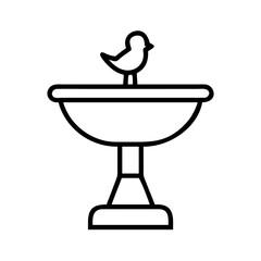 birdbath icon, birdbath line art - simple line art of birdbath, perfect for birdbath logos and icons and themed design 