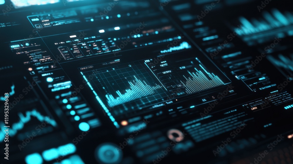 Poster professional digital dashboard displaying real-time cryptocurrency data and analytics metrics