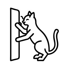 cat scratching wall icon, cat scratching wall line art - simple line art of cat scratching wall, perfect for cat scratching wall logos and icons and themed design 