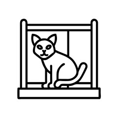 cat window perch icon, cat window perch line art - simple line art of cat window perch, perfect for cat window perch logos and icons and themed design 