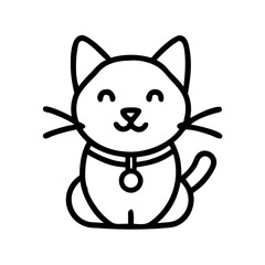 cat with a bell collar icon, cat with a bell collar line art - simple line art of cat with a bell collar, perfect for cat with a bell collar logos and icons and themed design 