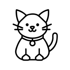 cat with a bell collar icon, cat with a bell collar line art - simple line art of cat with a bell collar, perfect for cat with a bell collar logos and icons and themed design 