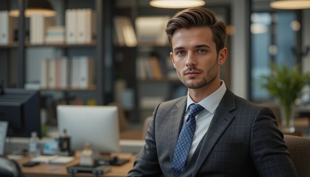 Confident Businessman in a Modern Office Setting