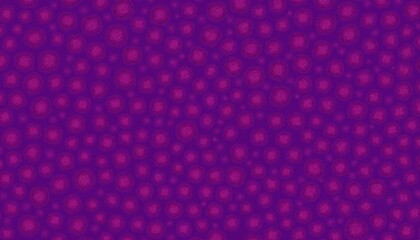 Purple background with many small purple circles. The circles are all different sizes and are scattered throughout the background. Banner, poster, background, Copy space