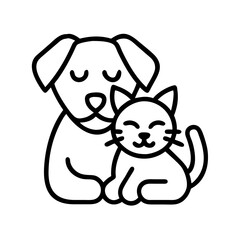 pet cuddle time icon, pet cuddle time line art - simple line art of pet cuddle time, perfect for pet cuddle time logos and icons and themed design 