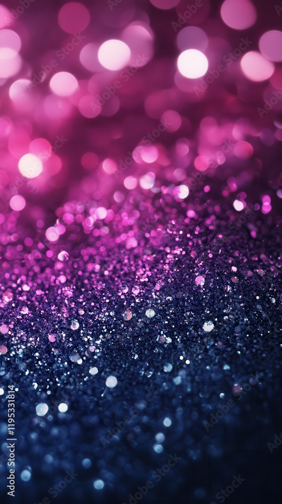 Poster moody gradient shifting from midnight blue to deep violet with shimmering bokeh effects creating a d