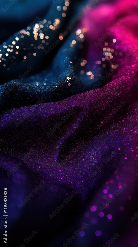 Poster mood-inducing gradient fabric featuring deep blues and purples with a touch of sparkle
