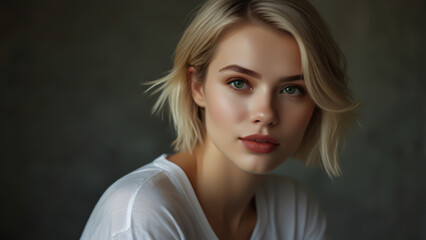 Naklejka premium Close Up of Beautiful Woman on Bed