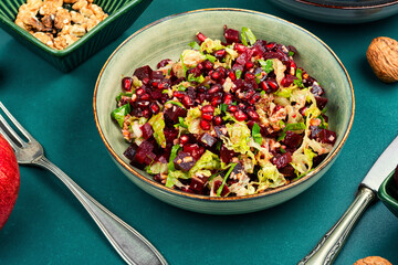 Tasty vegan beetroot and pomegranate salad